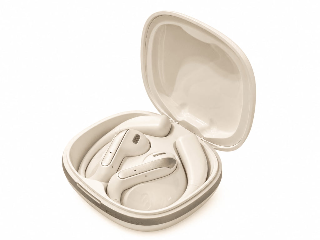Beige Open-Ear Wireless Earbuds