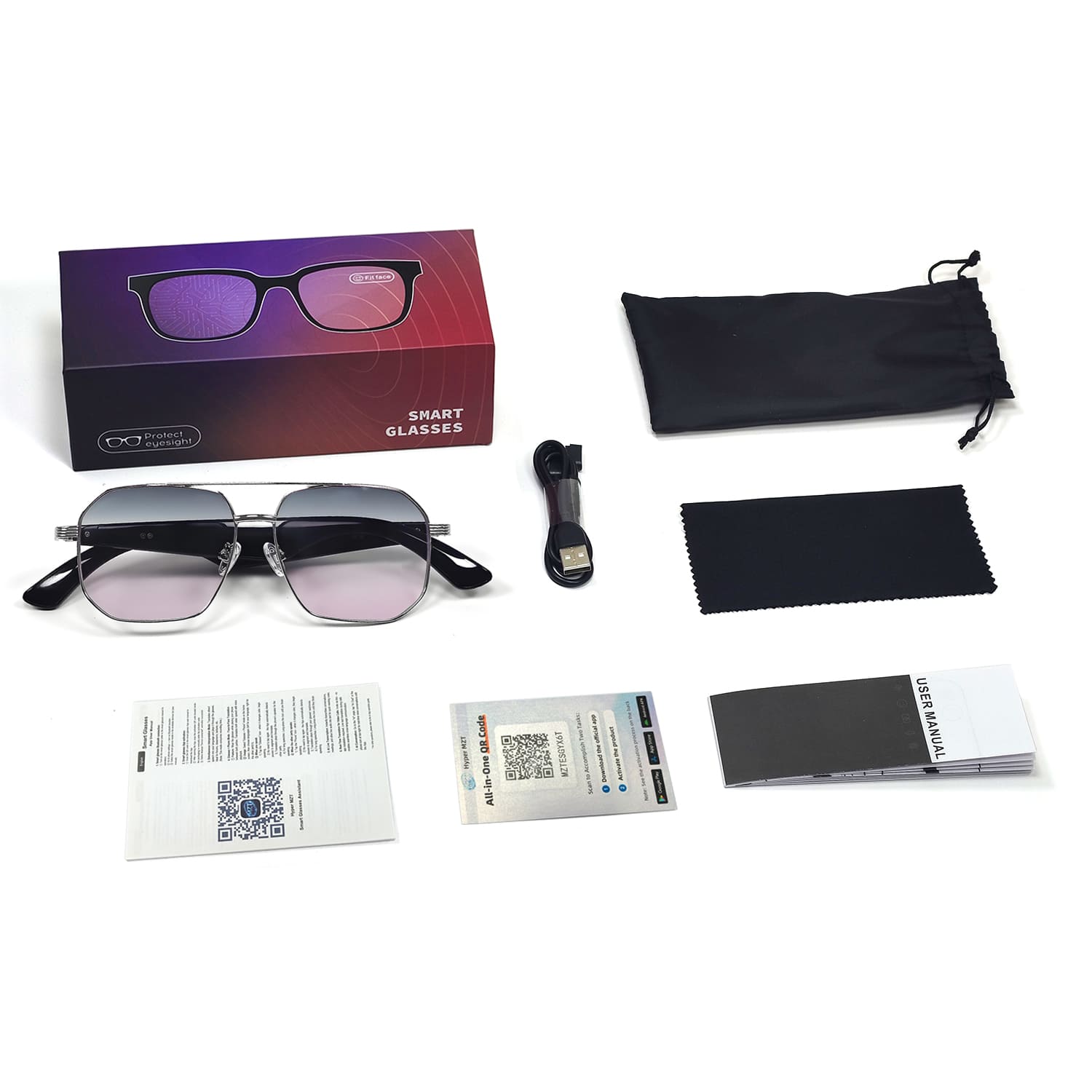 Retro Rectangle Smart Glasses