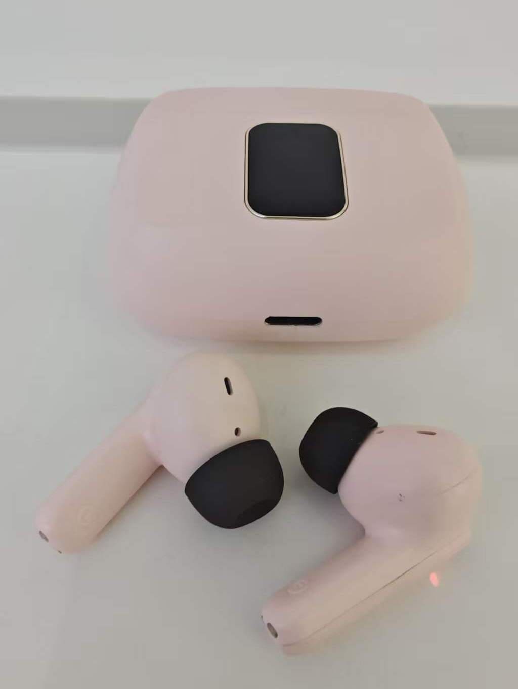 White Wireless Earbuds with Digital Display