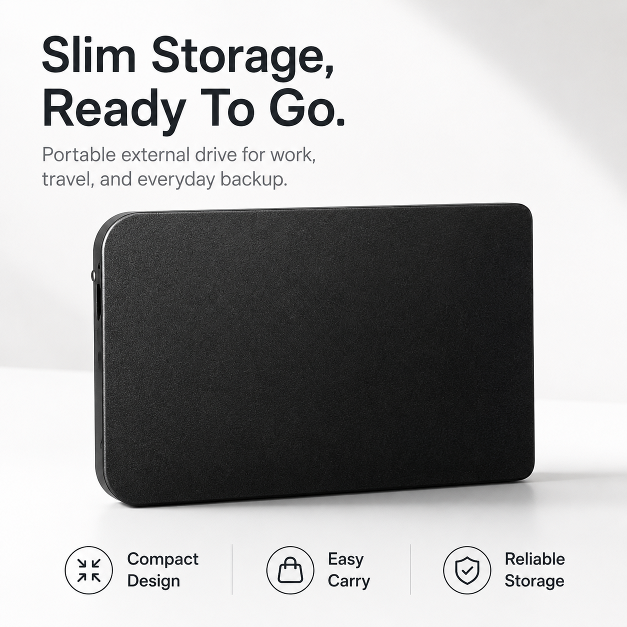 Compact Black External Hard Drive