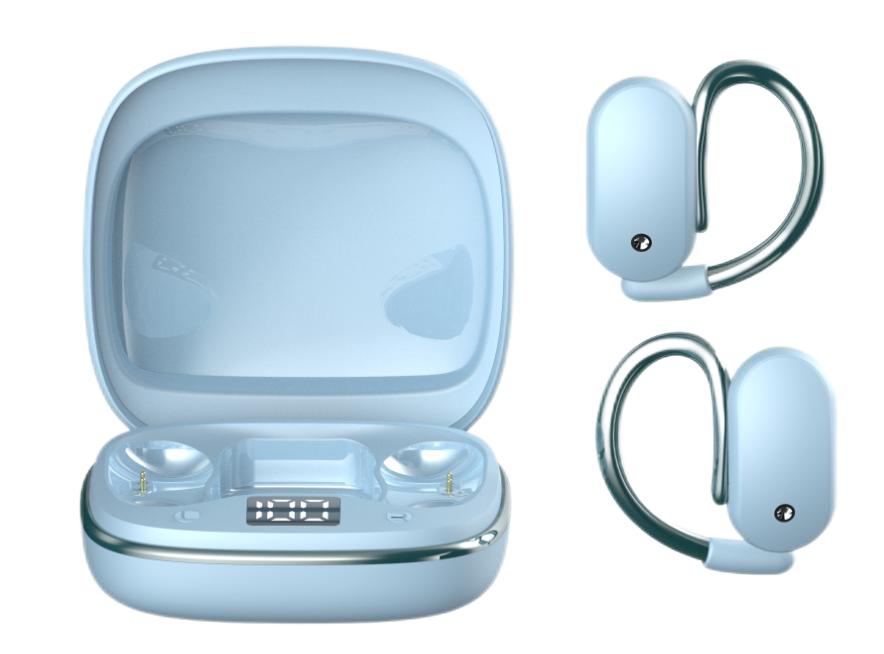 Blue Clip-On Wireless Earbuds