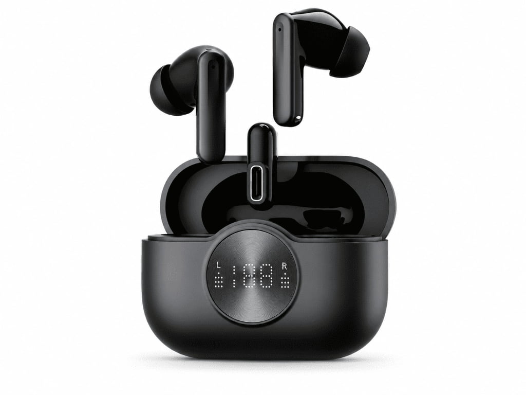 Black Stem Wireless Earbuds